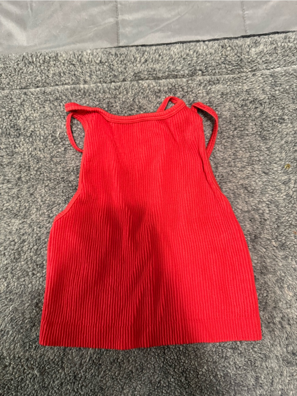 Red Ribbed Crop Tank Top